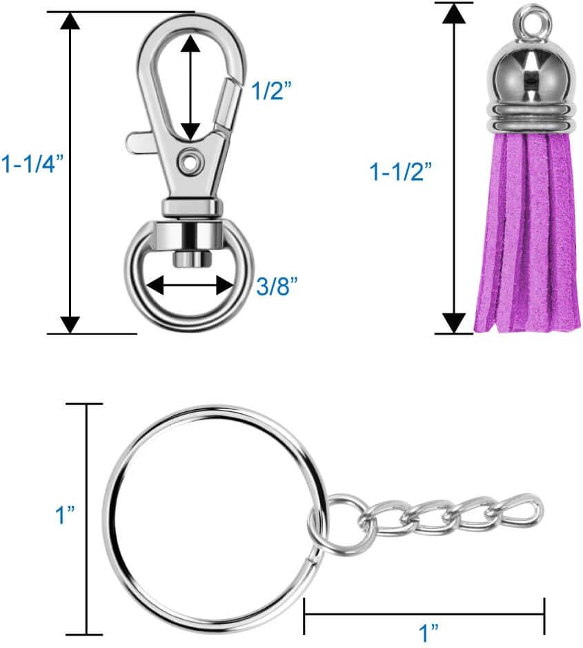 100Pcs Key Chain Rings Bulk with Tassel for Tassel Keychain