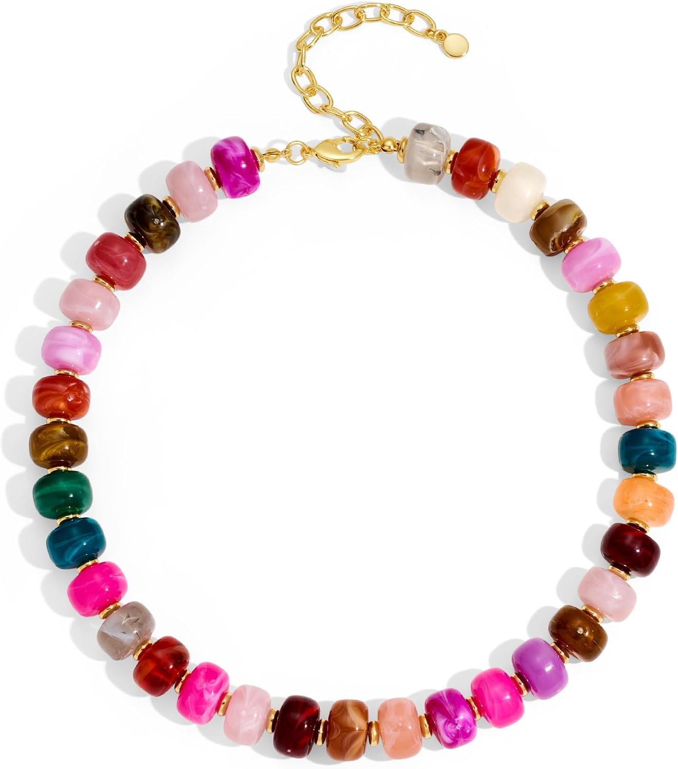 Chunky Beaded Choker Necklace for Women Deep Red Large Square Resin Beads Necklace Trendy Statement Chunky Necklaces Wedding Party Jewelry