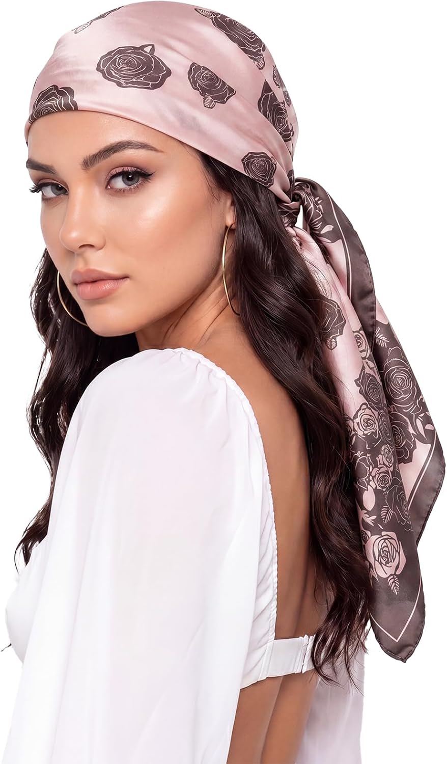 Women Like Silk Scarf Hair Scarf Printed Square Scarf Bandanas for Women 35 Inches