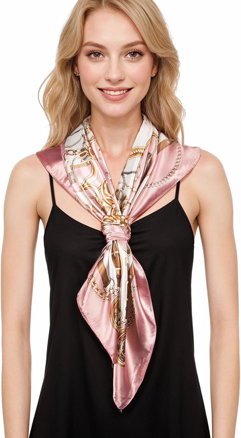 Women Like Silk Scarf Hair Scarf Printed Square Scarf Bandanas for Women 35 Inches