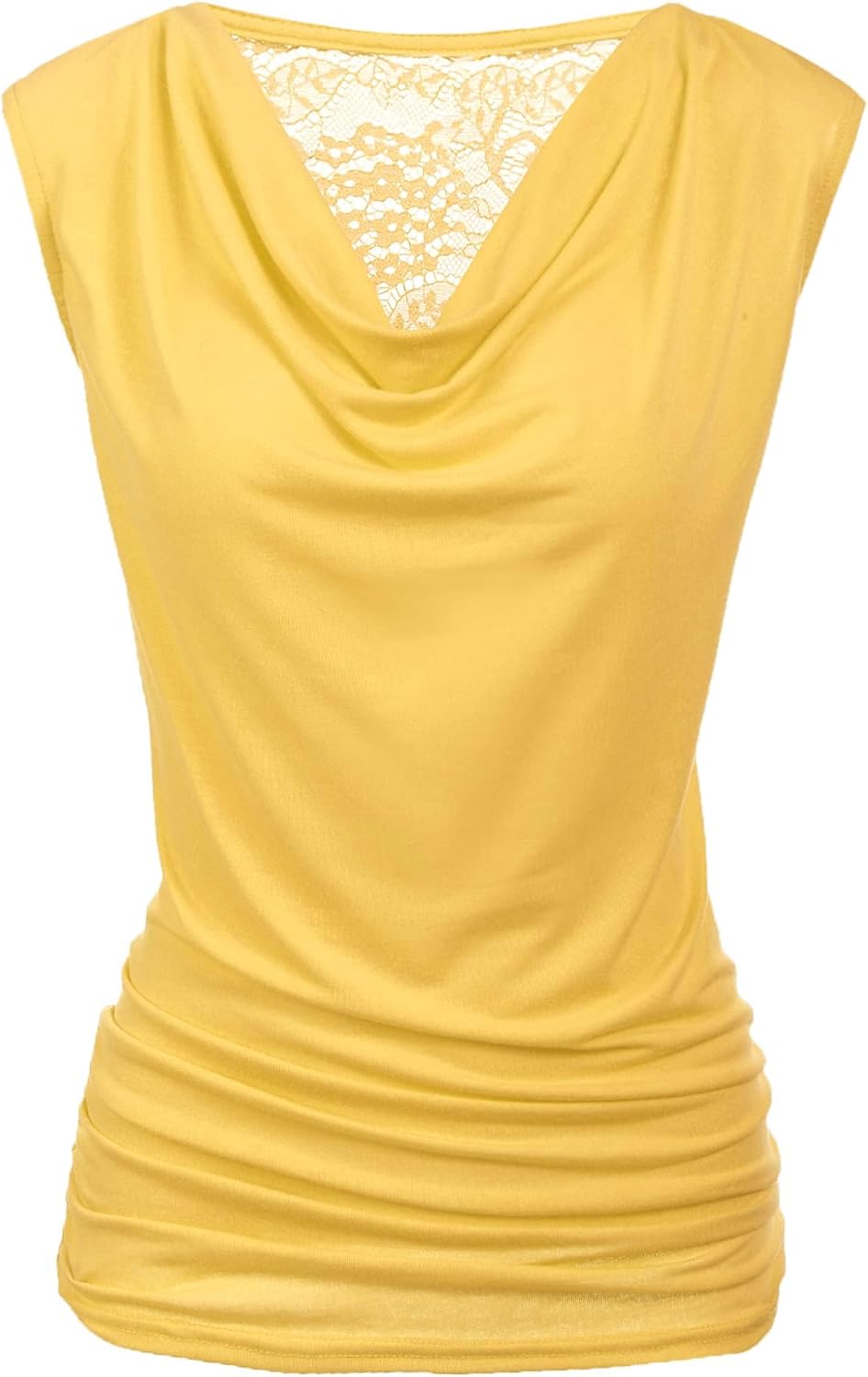 Women Ruched Cowl Neck Sleeveless Dress Blouse with Side Shirring Purple