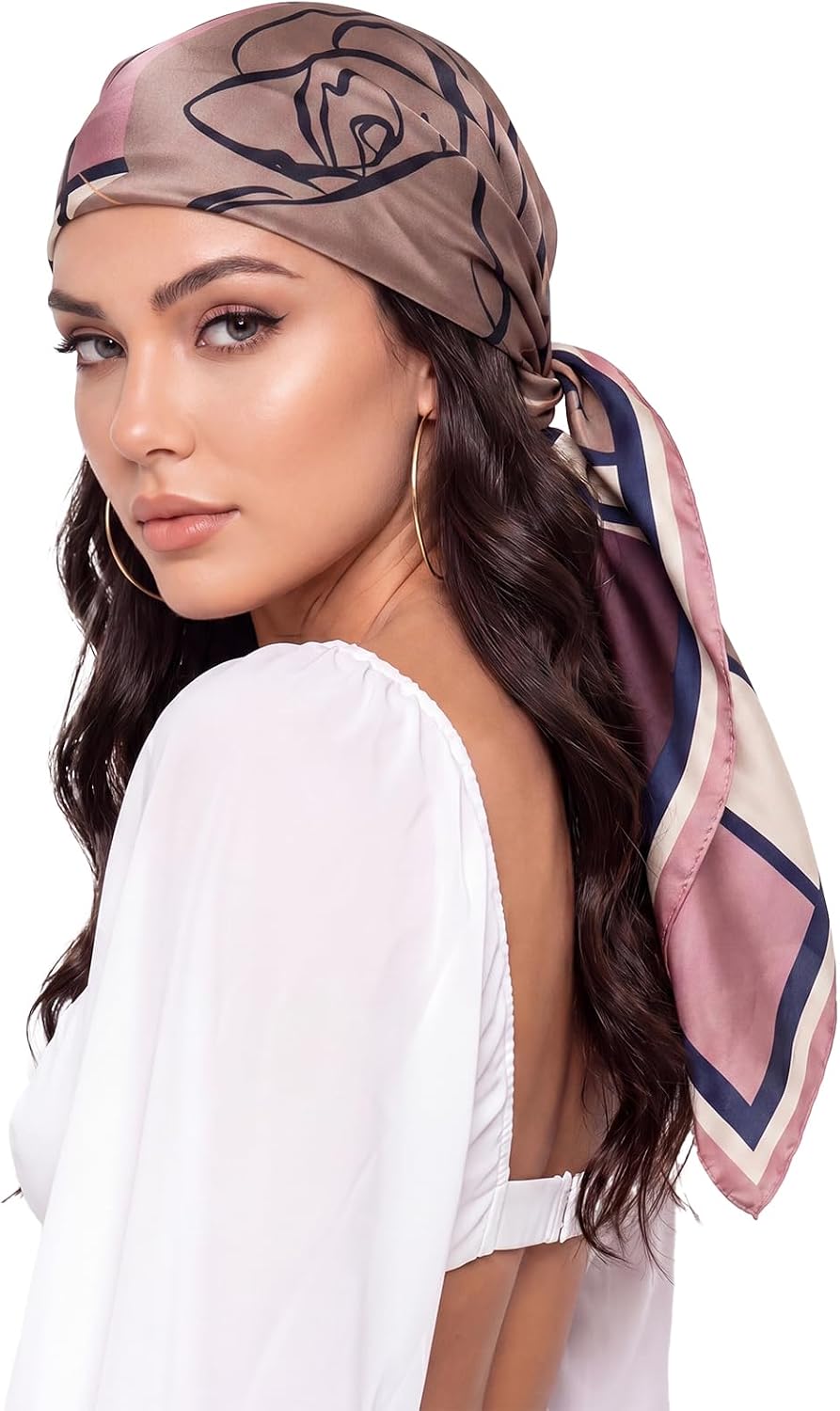 Women Like Silk Scarf Hair Scarf Printed Square Scarf Bandanas for Women 35 Inches
