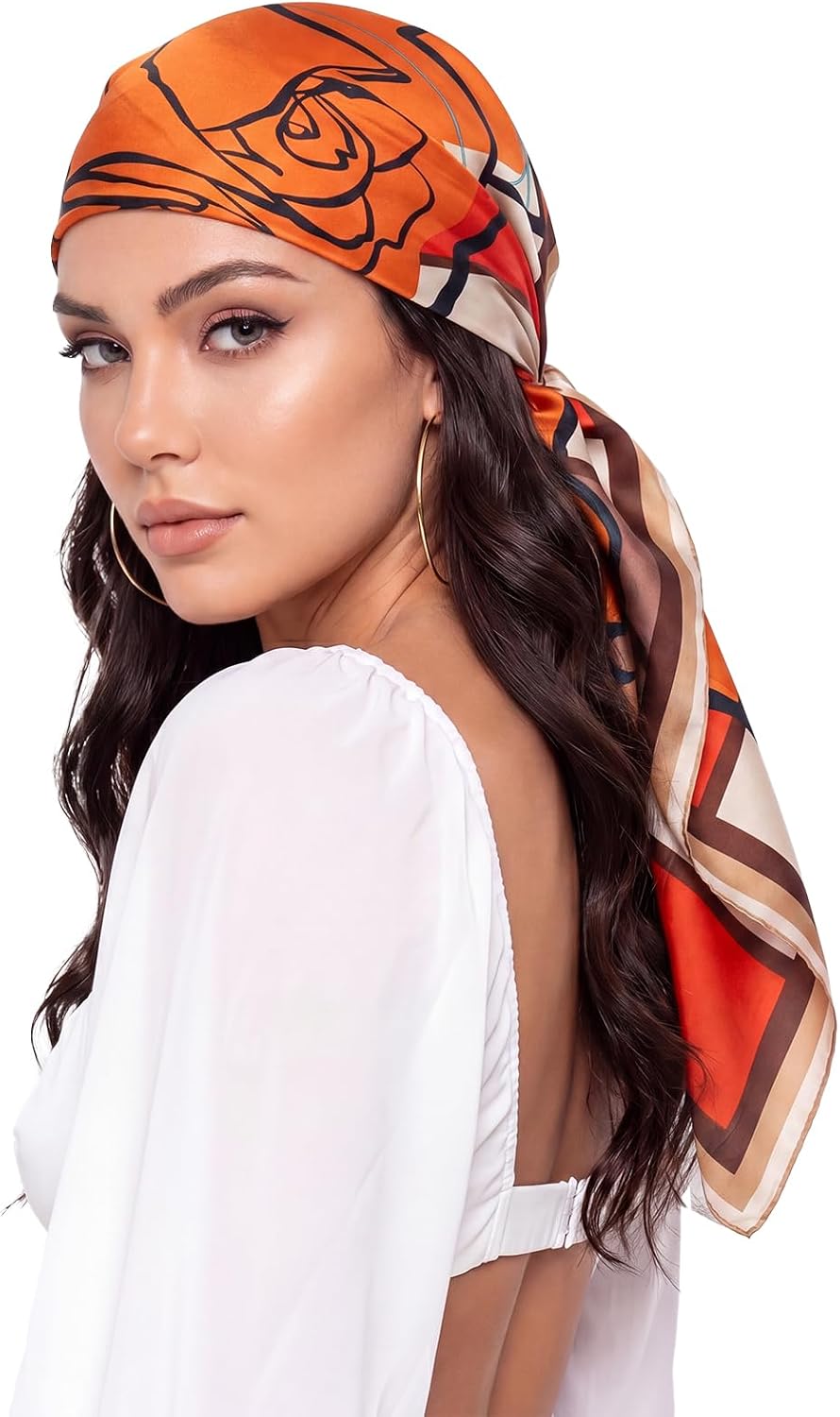 Women Like Silk Scarf Hair Scarf Printed Square Scarf Bandanas for Women 35 Inches