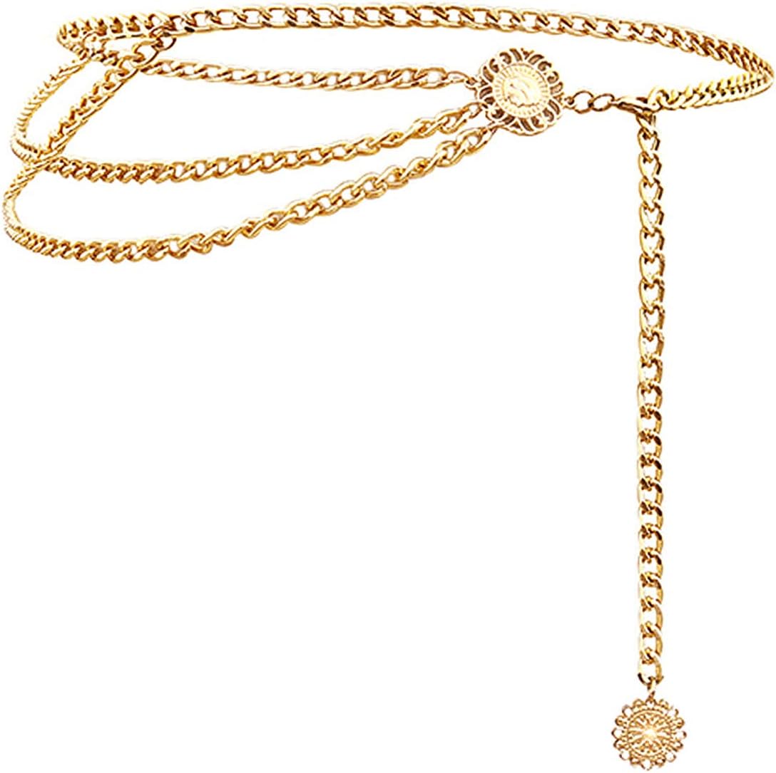 Multilayer Metal Waist Chain Dress Belts Metal Belt