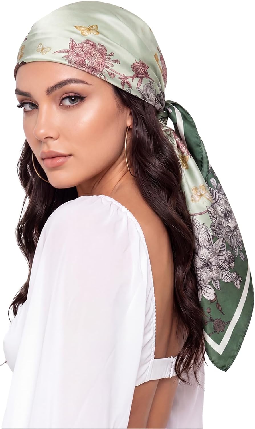 Women Like Silk Scarf Hair Scarf Printed Square Scarf Bandanas for Women 35 Inches