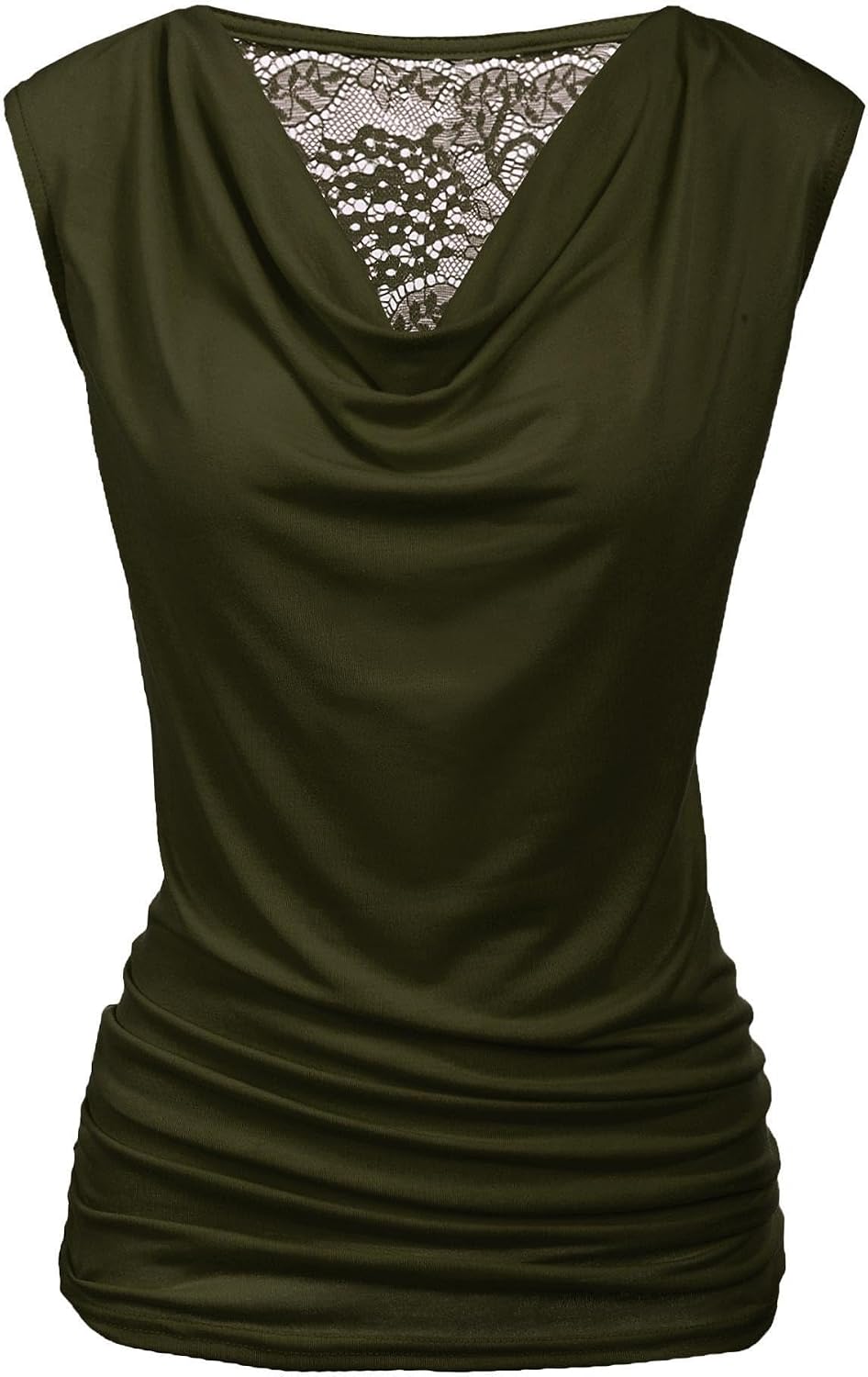 Women Ruched Cowl Neck Sleeveless Dress Blouse with Side Shirring Purple