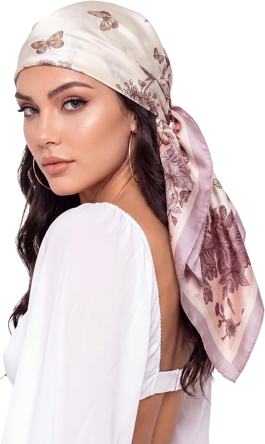 Women Like Silk Scarf Hair Scarf Printed Square Scarf Bandanas for Women 35 Inches