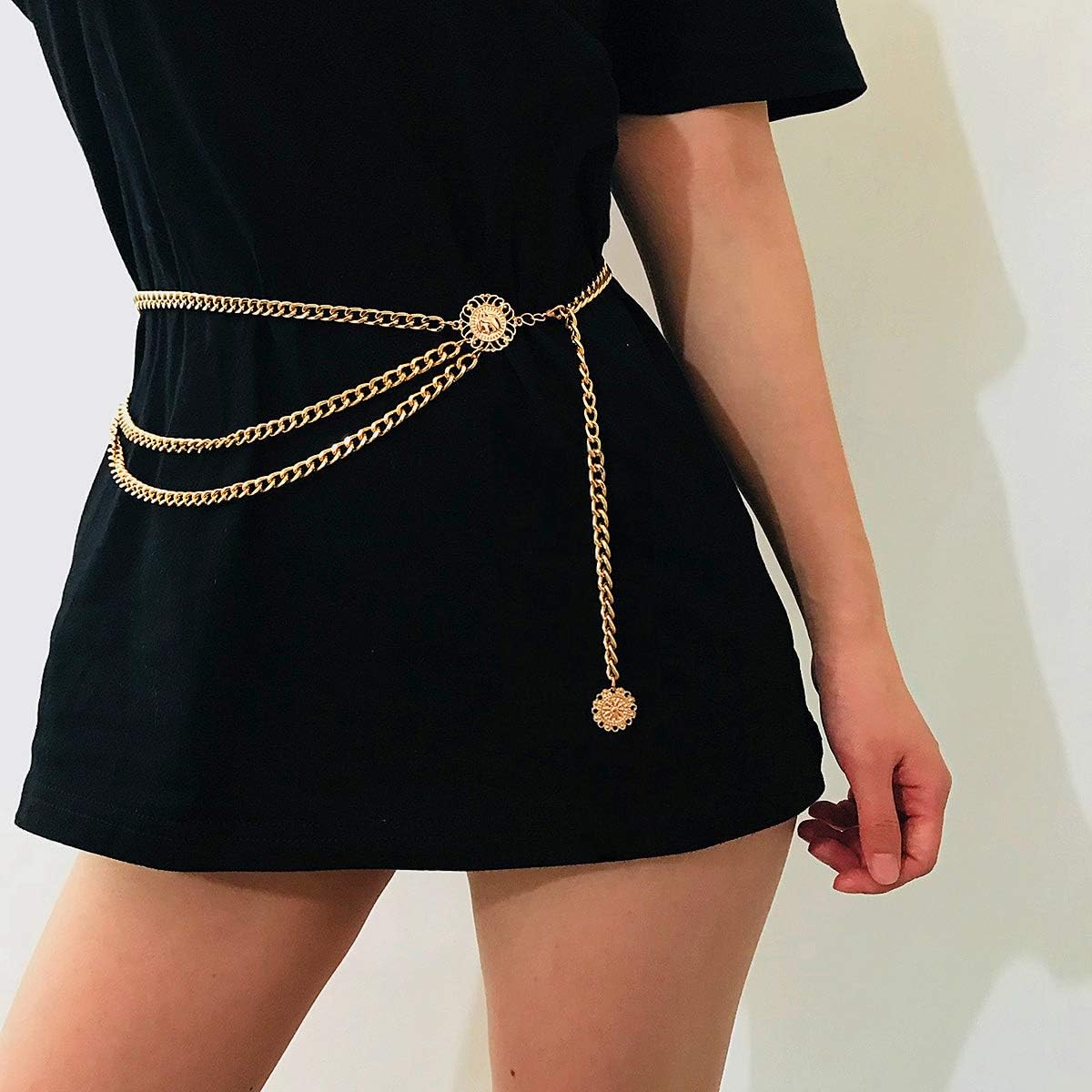 Multilayer Metal Waist Chain Dress Belts Metal Belt