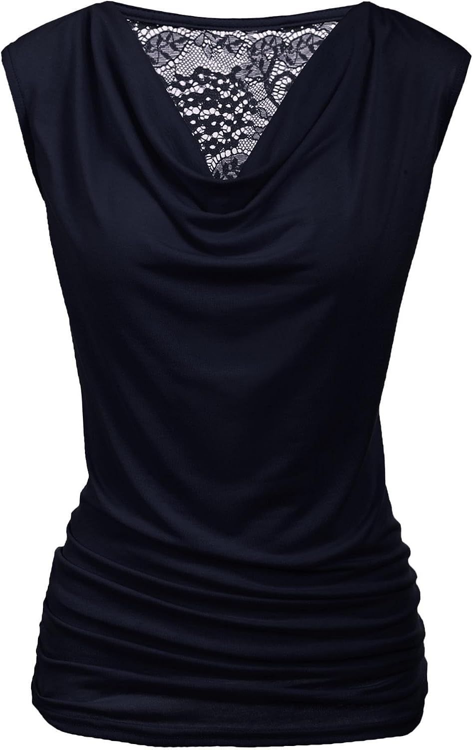 Women Ruched Cowl Neck Sleeveless Dress Blouse with Side Shirring Purple