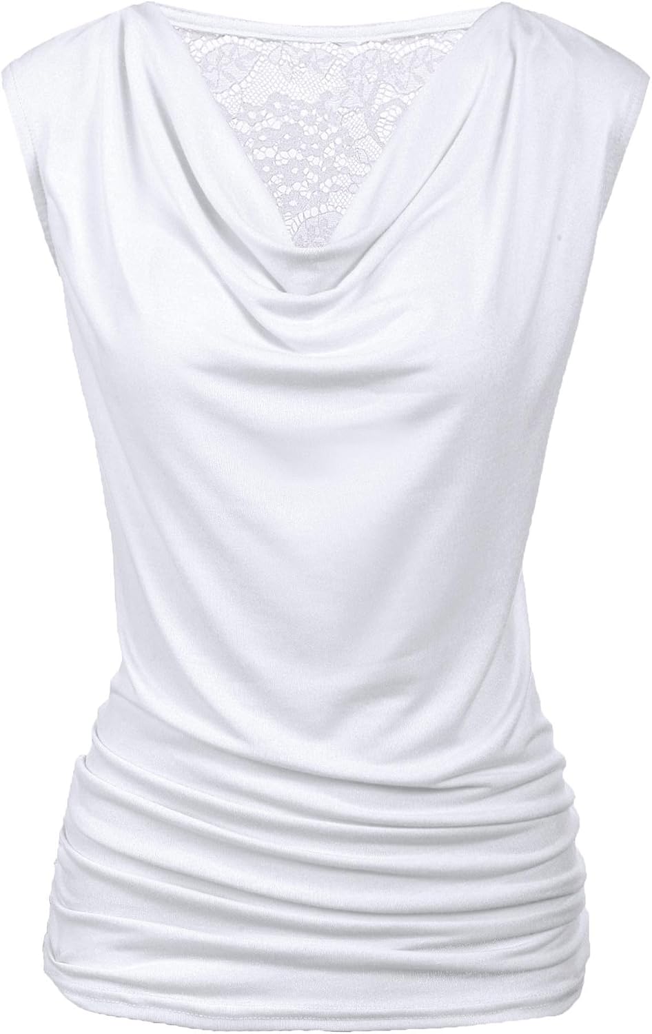 Women Ruched Cowl Neck Sleeveless Dress Blouse with Side Shirring Purple