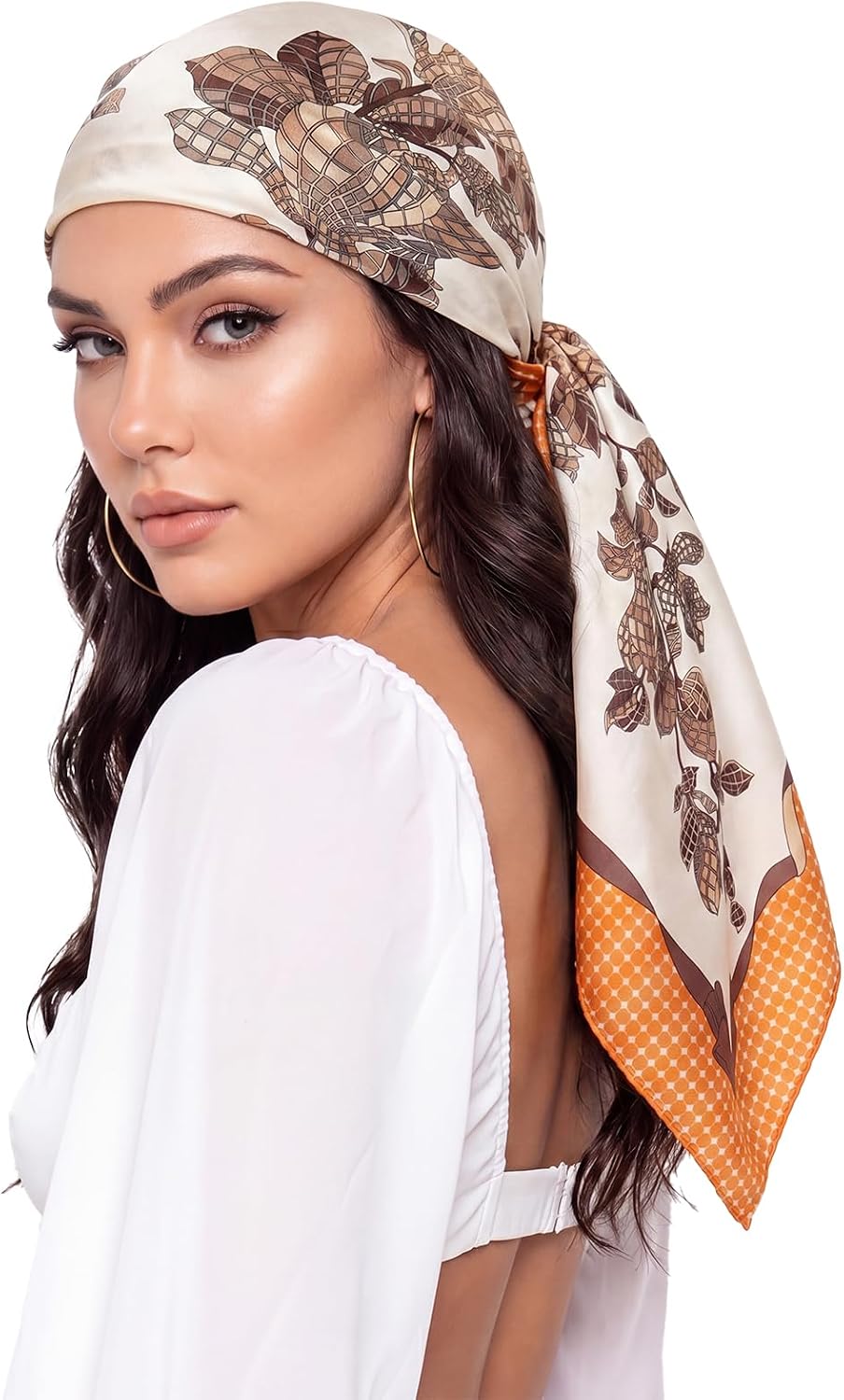 Women Like Silk Scarf Hair Scarf Printed Square Scarf Bandanas for Women 35 Inches