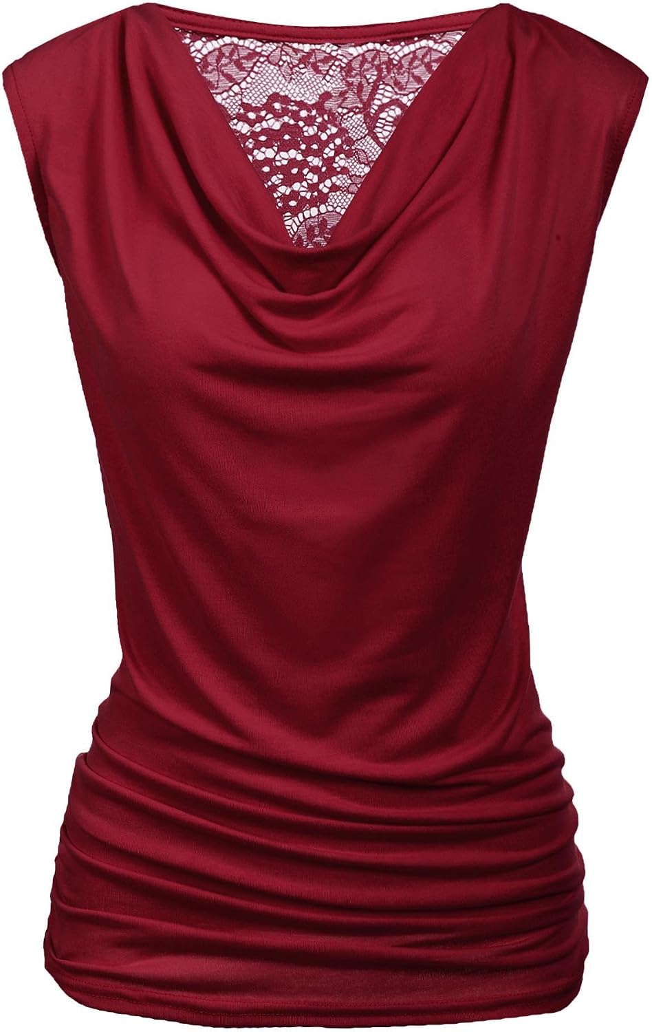 Women Ruched Cowl Neck Sleeveless Dress Blouse with Side Shirring Purple