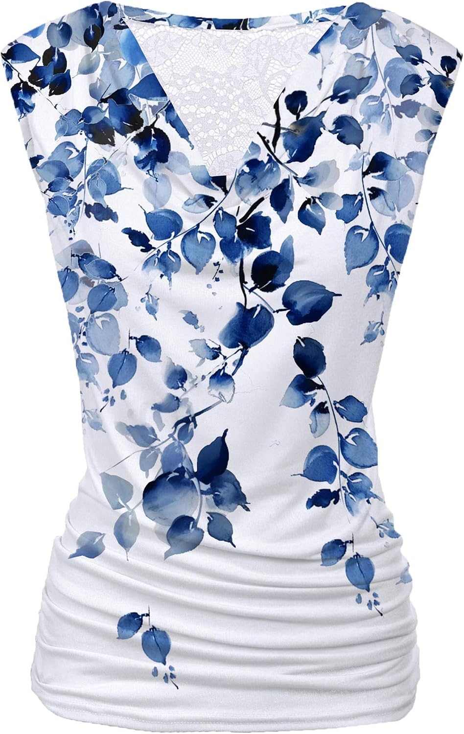 Women Ruched Cowl Neck Sleeveless Dress Blouse with Side Shirring Purple