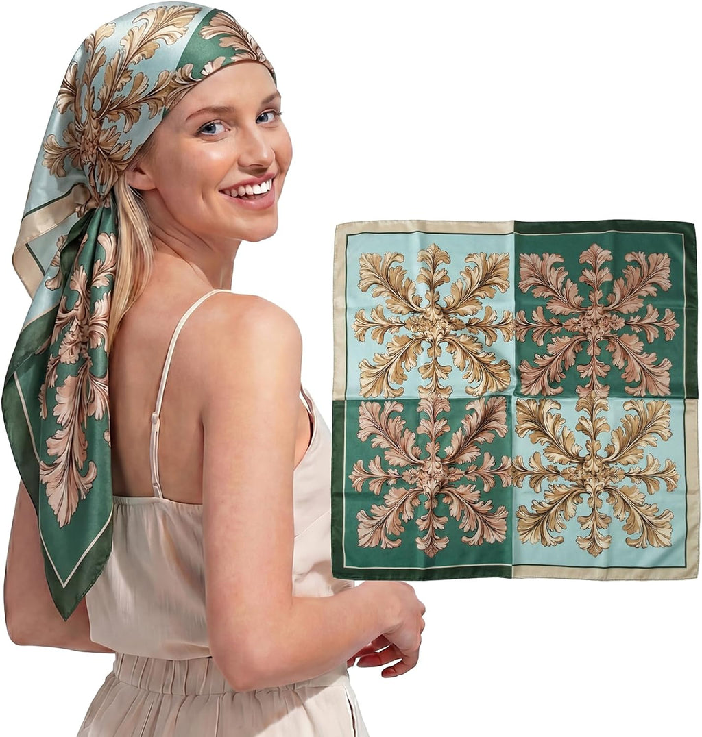 Women Like Silk Scarf Hair Scarf Printed Square Scarf Bandanas for Women 35 Inches