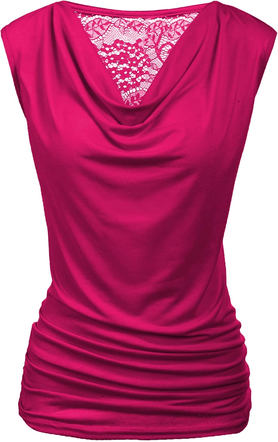 Women Ruched Cowl Neck Sleeveless Dress Blouse with Side Shirring Purple
