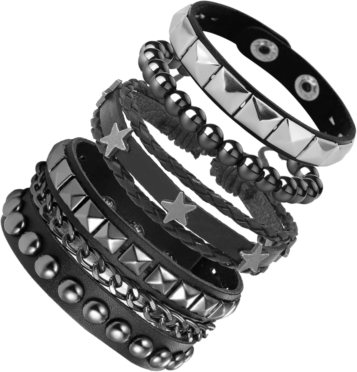 Womens Studded Bracelets. Mens Leather Cuff Wristbands Goth Emo Accessories | 80s 90s Vintage Grunge Gothic Y2K Jewery Gift for Punk Rock Outfits Music Festivals Theme Parties Halloween. Spiked Styles