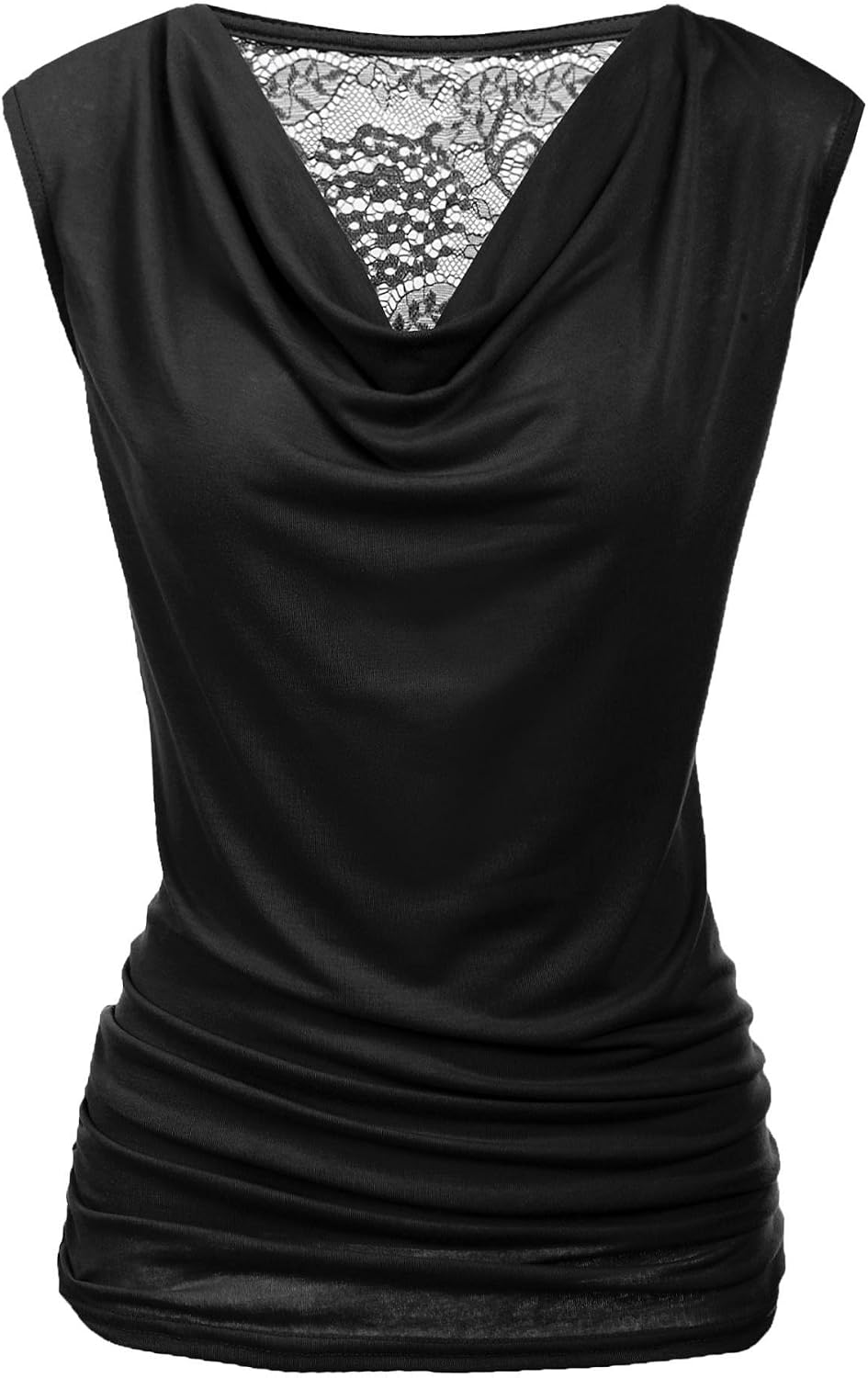 Women Ruched Cowl Neck Sleeveless Dress Blouse with Side Shirring Purple