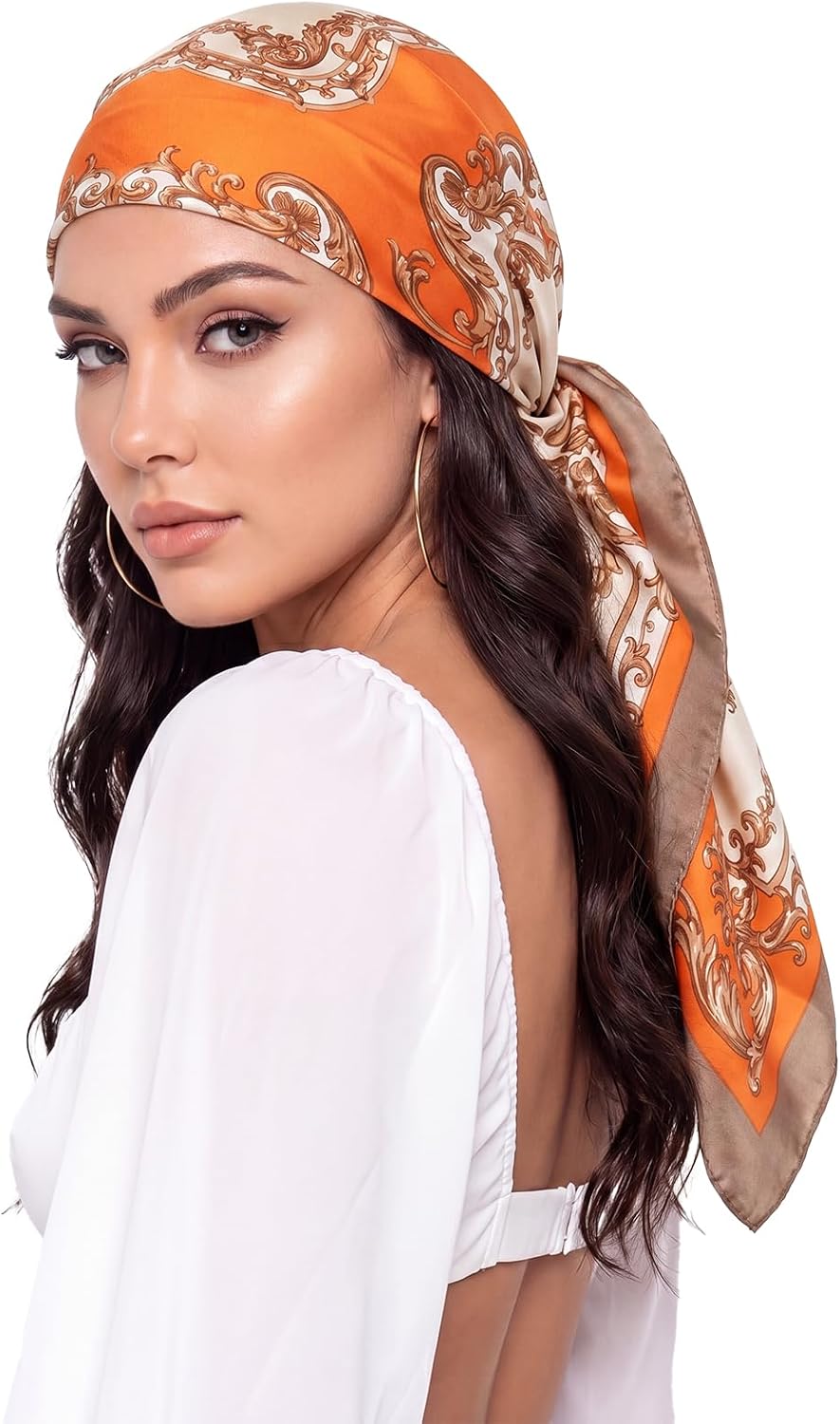 Women Like Silk Scarf Hair Scarf Printed Square Scarf Bandanas for Women 35 Inches