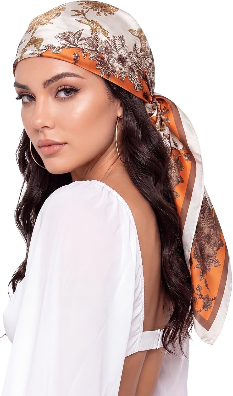 Women Like Silk Scarf Hair Scarf Printed Square Scarf Bandanas for Women 35 Inches