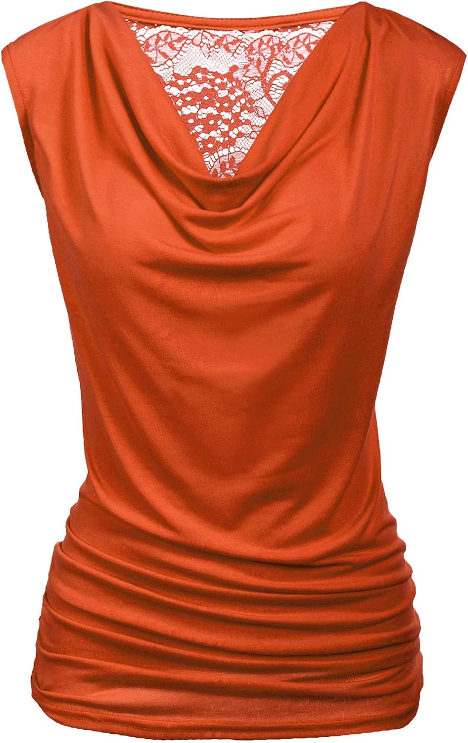 Women Ruched Cowl Neck Sleeveless Dress Blouse with Side Shirring Purple