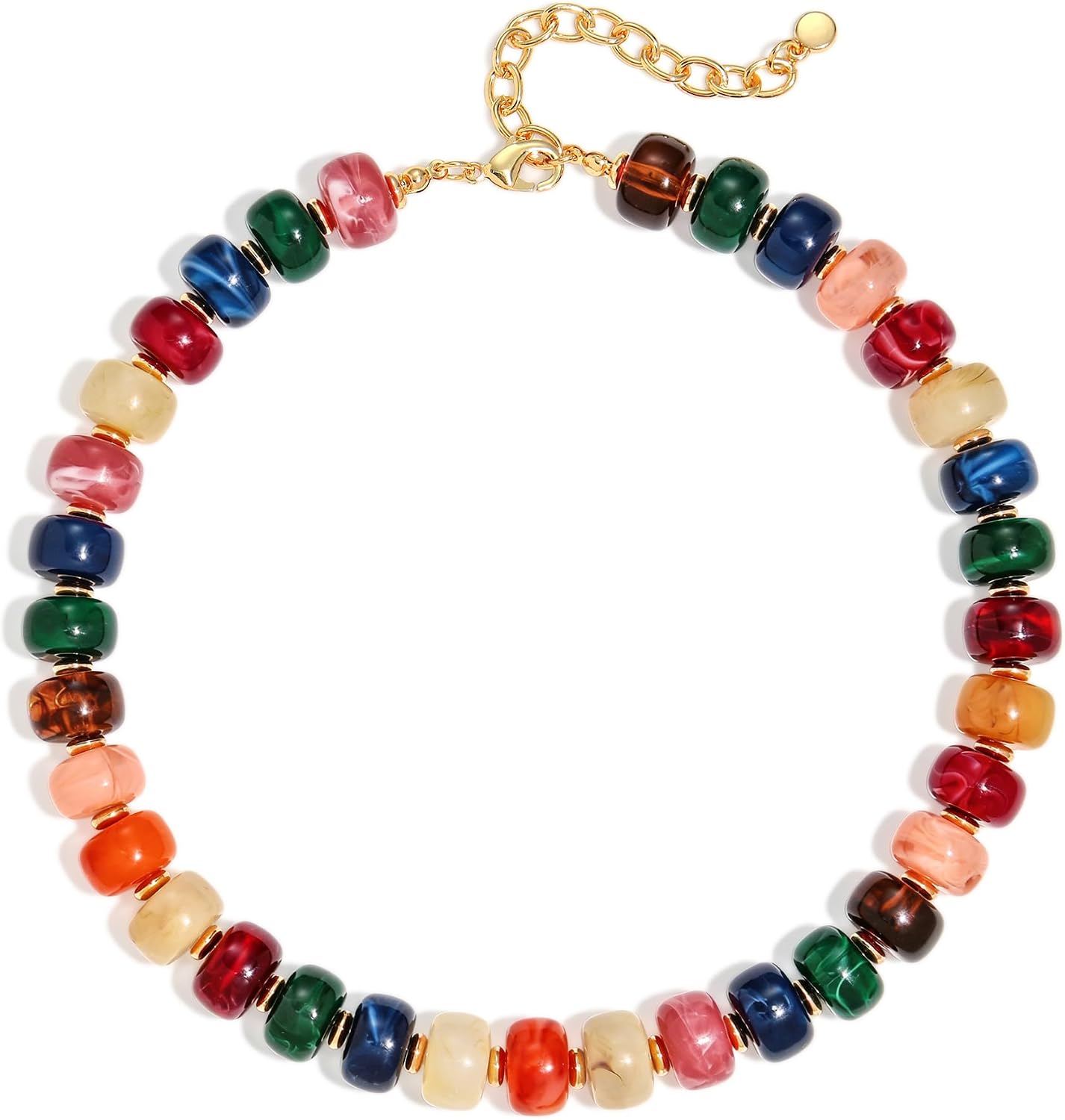 Chunky Beaded Choker Necklace for Women Deep Red Large Square Resin Beads Necklace Trendy Statement Chunky Necklaces Wedding Party Jewelry