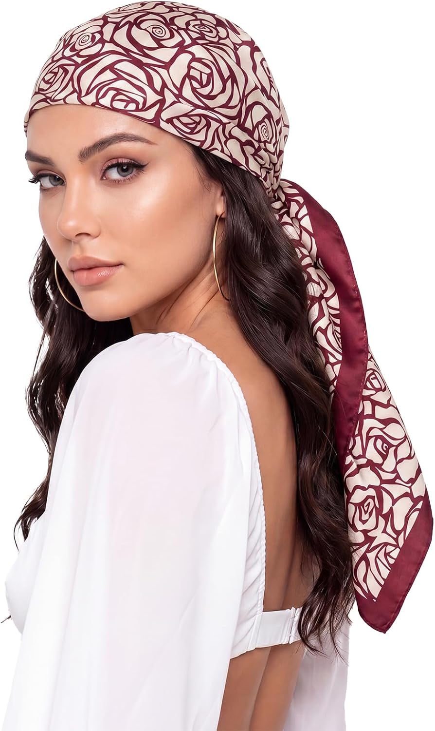 Women Like Silk Scarf Hair Scarf Printed Square Scarf Bandanas for Women 35 Inches