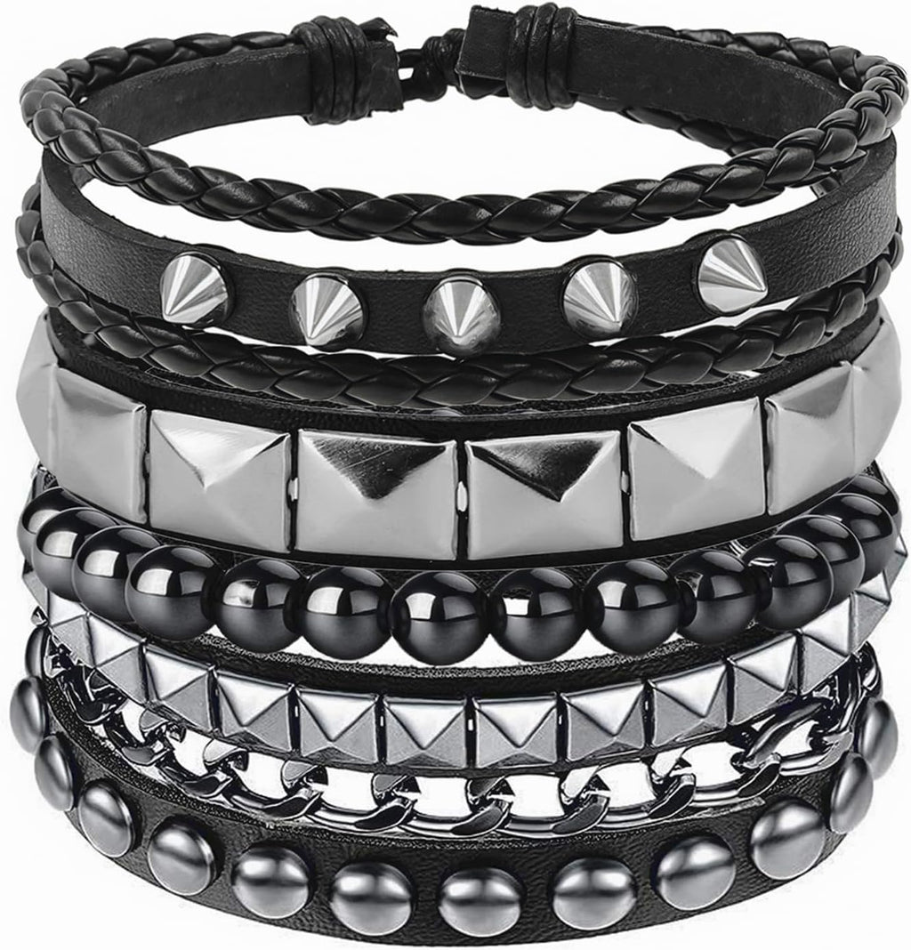 Womens Studded Bracelets. Mens Leather Cuff Wristbands Goth Emo Accessories | 80s 90s Vintage Grunge Gothic Y2K Jewery Gift for Punk Rock Outfits Music Festivals Theme Parties Halloween. Spiked Styles