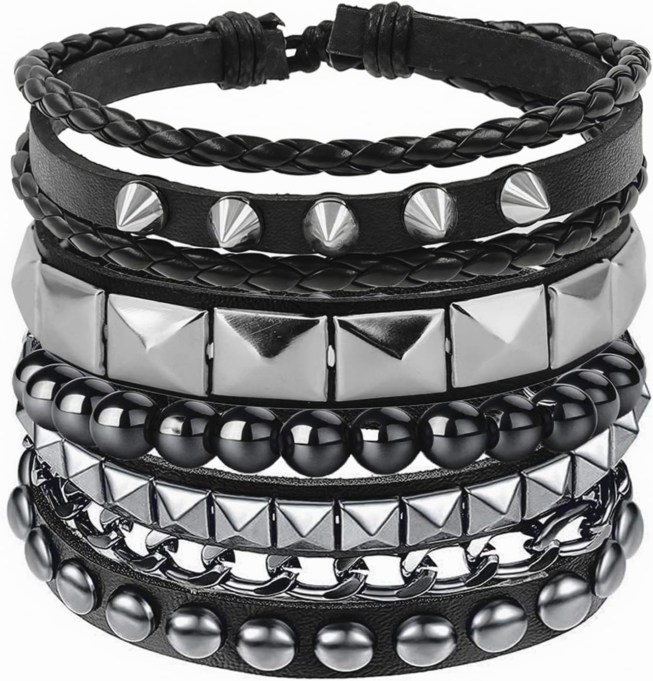 Womens Studded Bracelets. Mens Leather Cuff Wristbands Goth Emo Accessories | 80s 90s Vintage Grunge Gothic Y2K Jewery Gift for Punk Rock Outfits Music Festivals Theme Parties Halloween. Spiked Styles