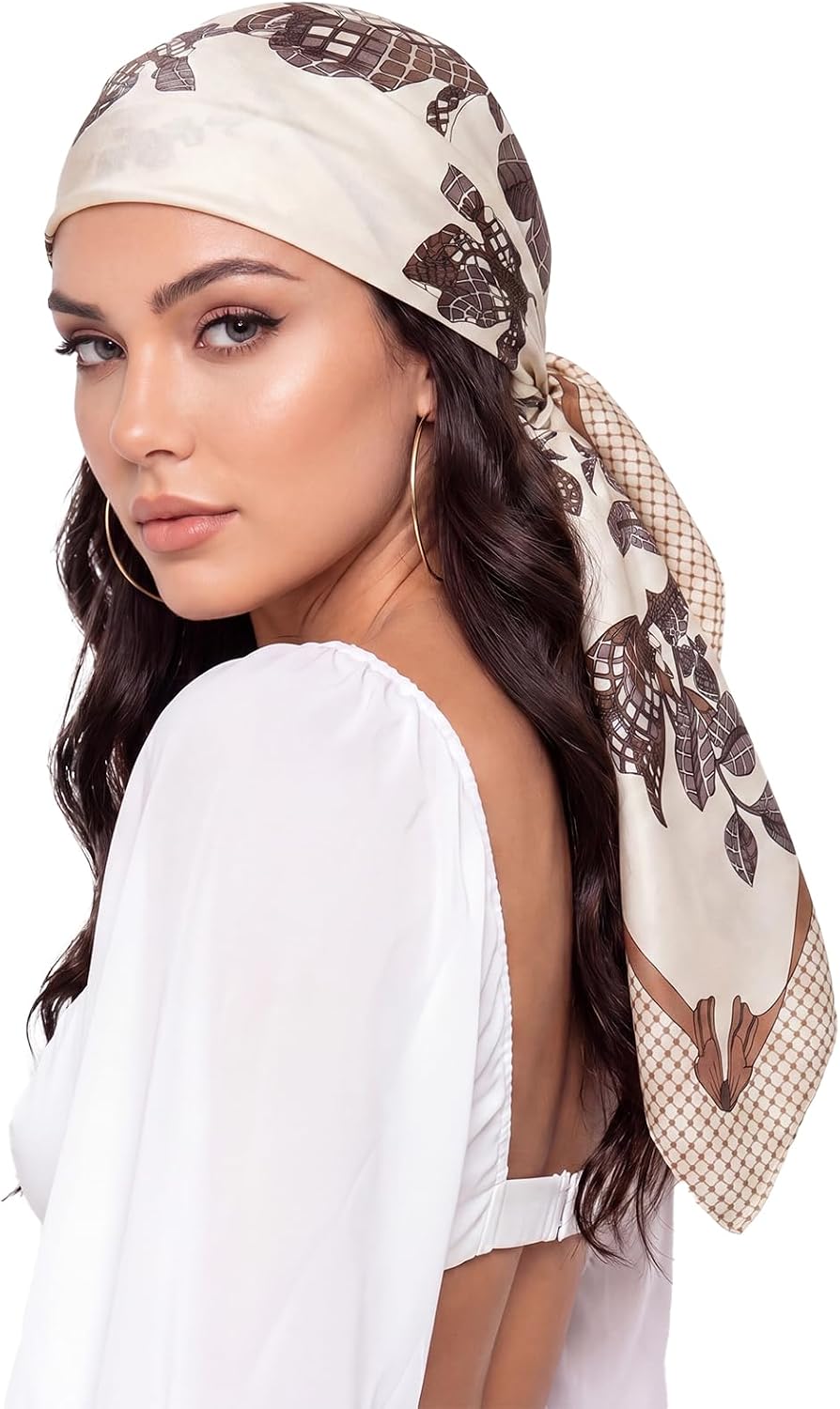 Women Like Silk Scarf Hair Scarf Printed Square Scarf Bandanas for Women 35 Inches