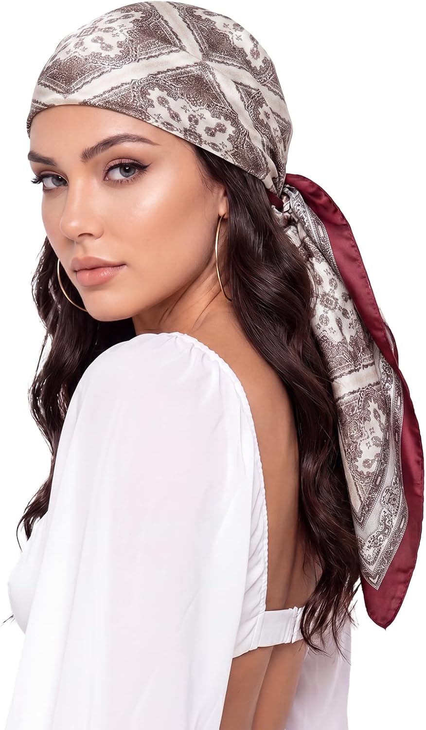 Women Like Silk Scarf Hair Scarf Printed Square Scarf Bandanas for Women 35 Inches