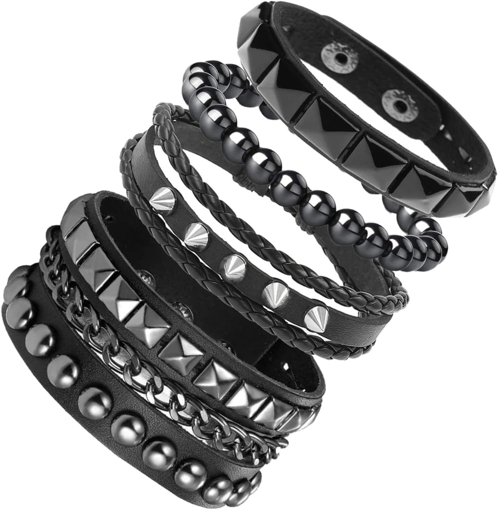 Womens Studded Bracelets. Mens Leather Cuff Wristbands Goth Emo Accessories | 80s 90s Vintage Grunge Gothic Y2K Jewery Gift for Punk Rock Outfits Music Festivals Theme Parties Halloween. Spiked Styles