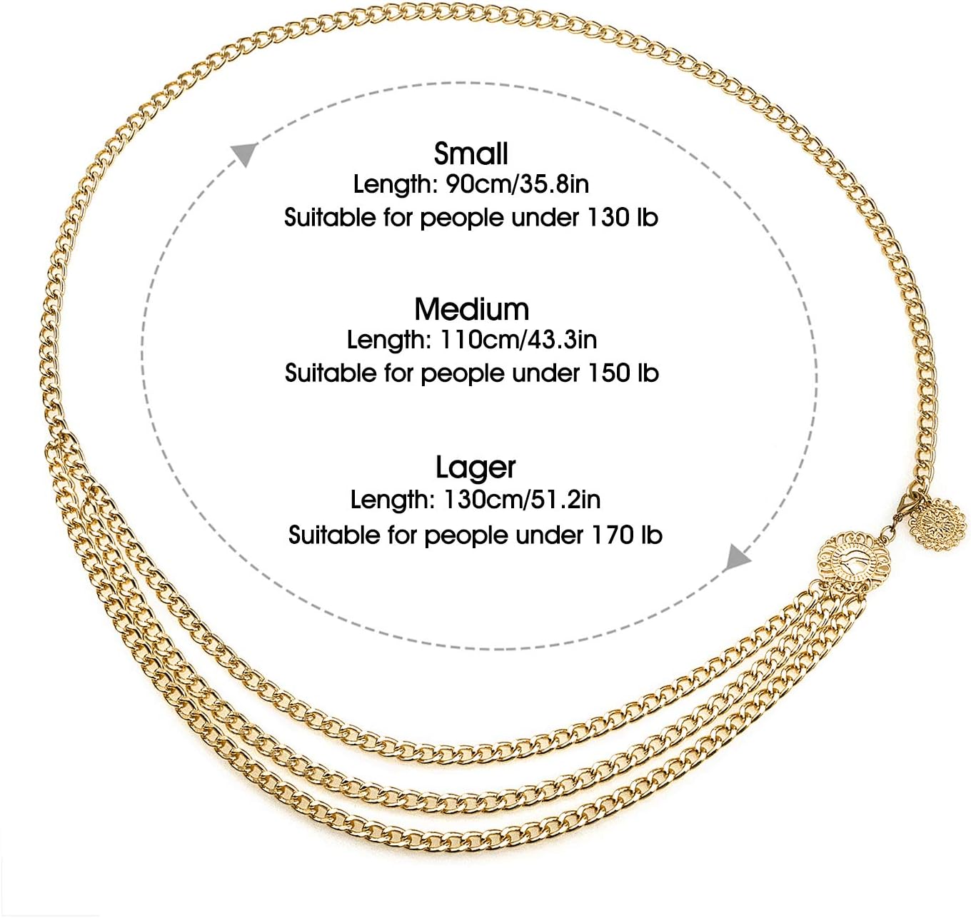 Multilayer Metal Waist Chain Dress Belts Metal Belt