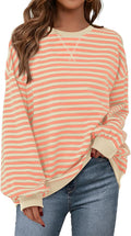 Womens Striped Oversized Sweatshirt Color Block Crew Neck Long Sleeve Casual Loose Pullover Top Y2K Clothes
