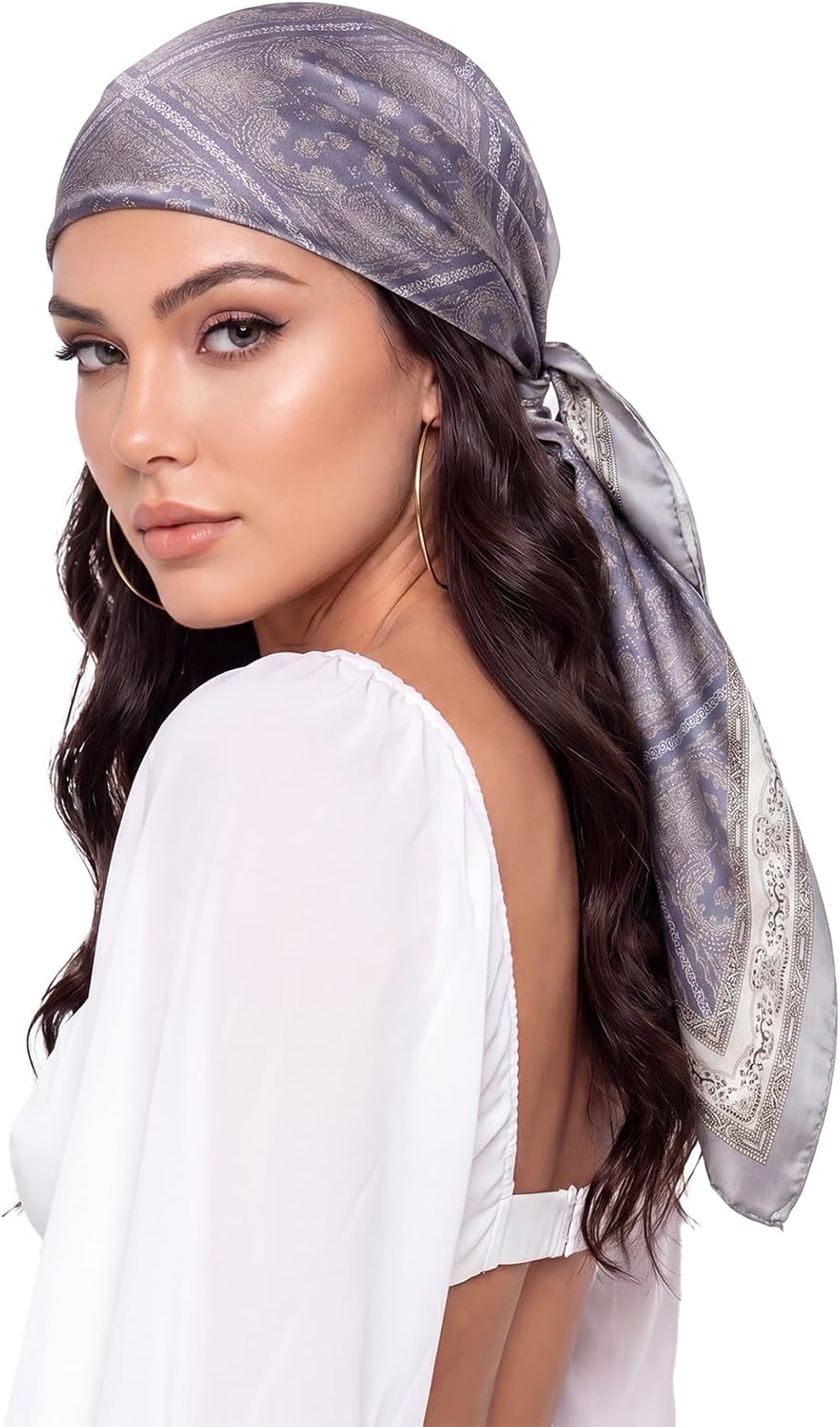 Women Like Silk Scarf Hair Scarf Printed Square Scarf Bandanas for Women 35 Inches