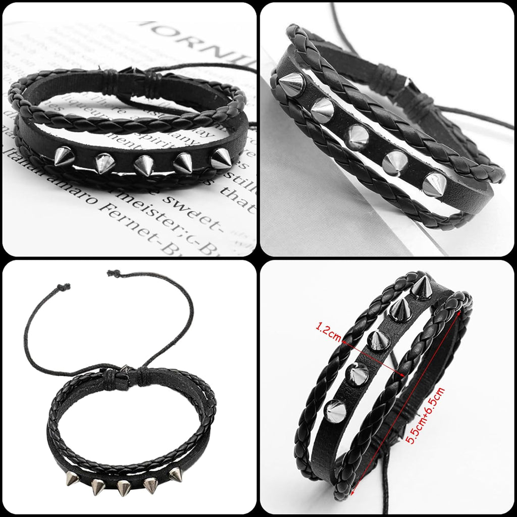 Womens Studded Bracelets. Mens Leather Cuff Wristbands Goth Emo Accessories | 80s 90s Vintage Grunge Gothic Y2K Jewery Gift for Punk Rock Outfits Music Festivals Theme Parties Halloween. Spiked Styles
