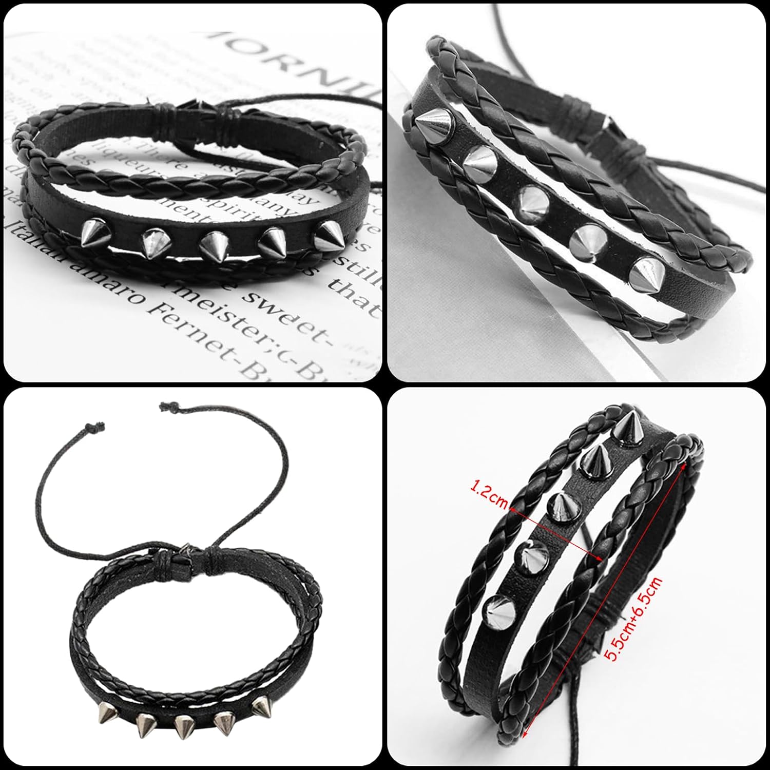 Womens Studded Bracelets. Mens Leather Cuff Wristbands Goth Emo Accessories | 80s 90s Vintage Grunge Gothic Y2K Jewery Gift for Punk Rock Outfits Music Festivals Theme Parties Halloween. Spiked Styles