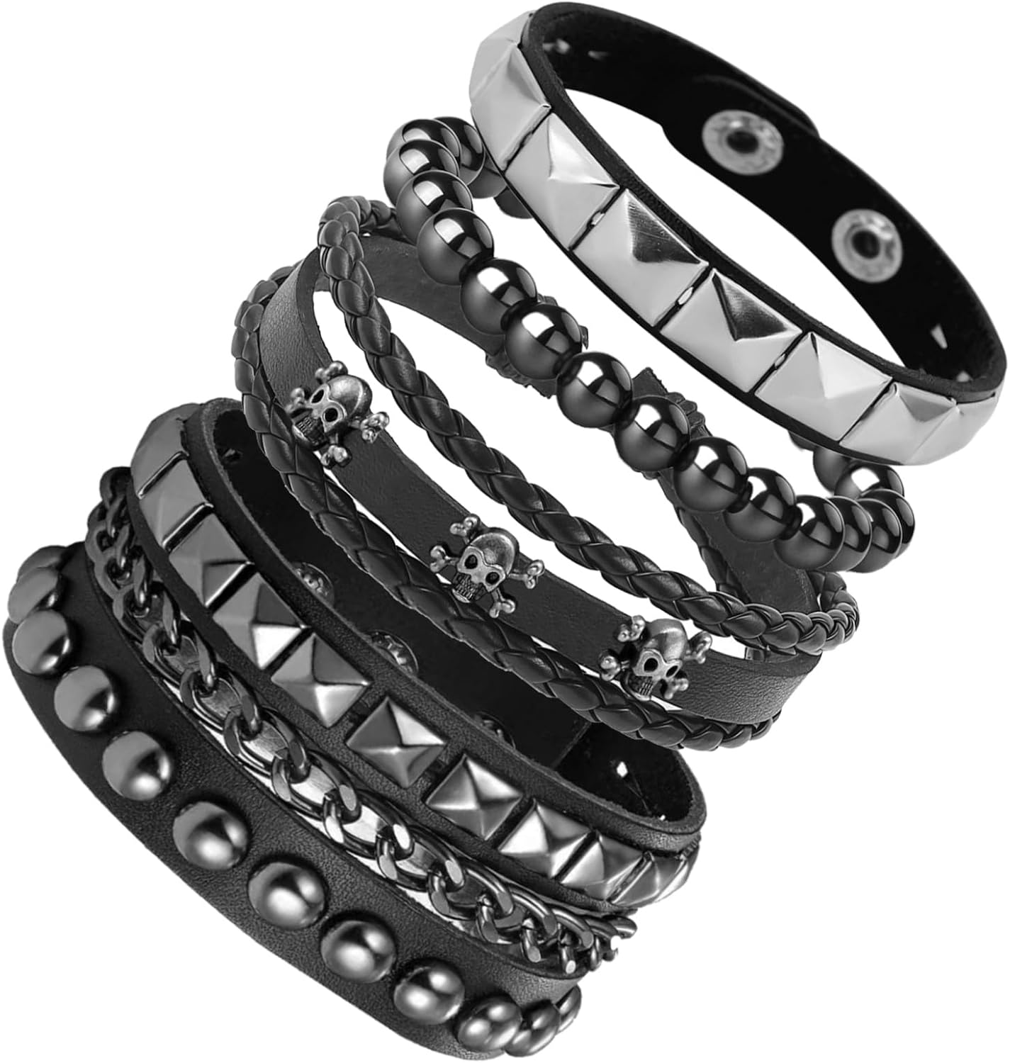 Womens Studded Bracelets. Mens Leather Cuff Wristbands Goth Emo Accessories | 80s 90s Vintage Grunge Gothic Y2K Jewery Gift for Punk Rock Outfits Music Festivals Theme Parties Halloween. Spiked Styles