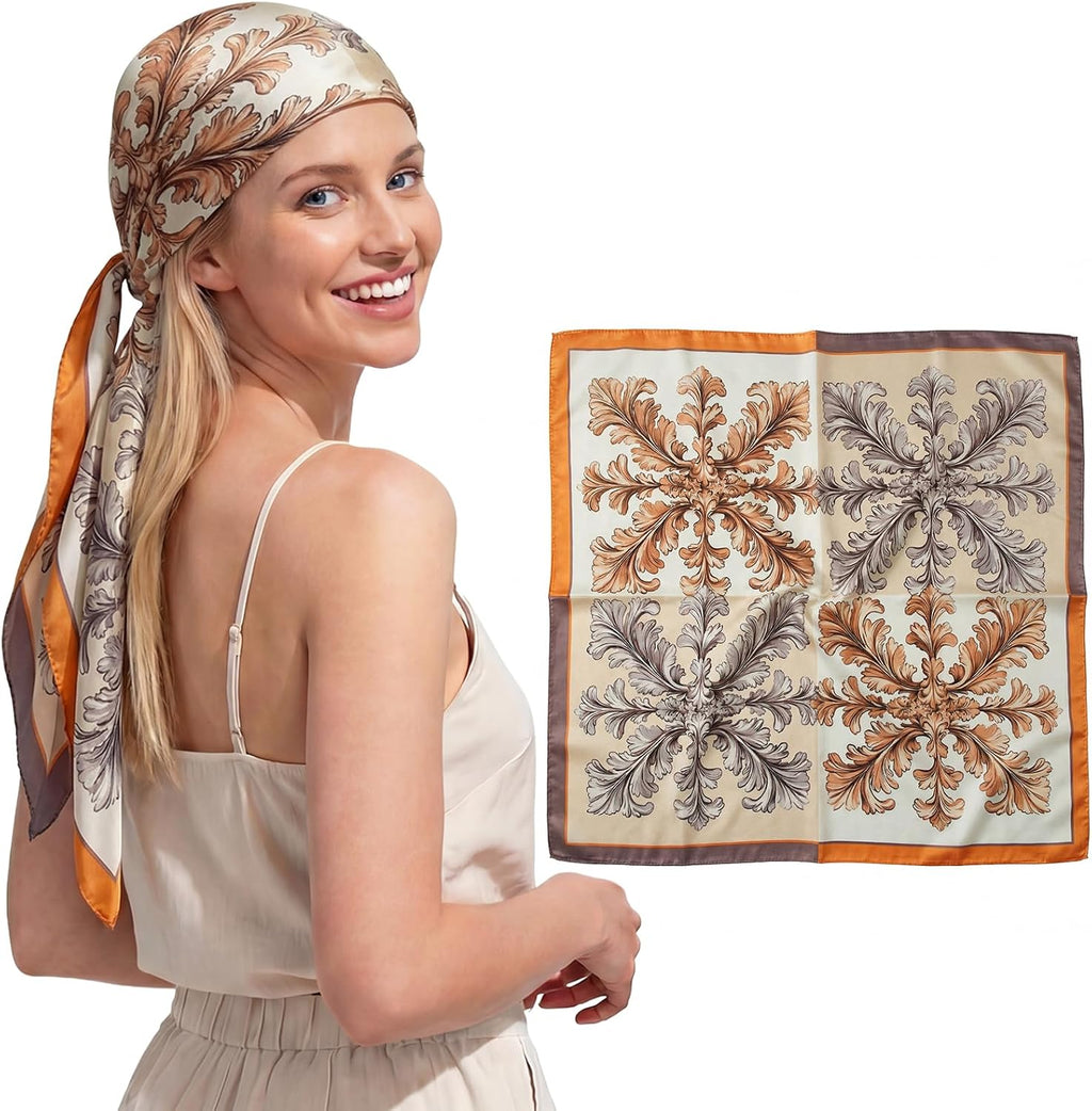 Women Like Silk Scarf Hair Scarf Printed Square Scarf Bandanas for Women 35 Inches