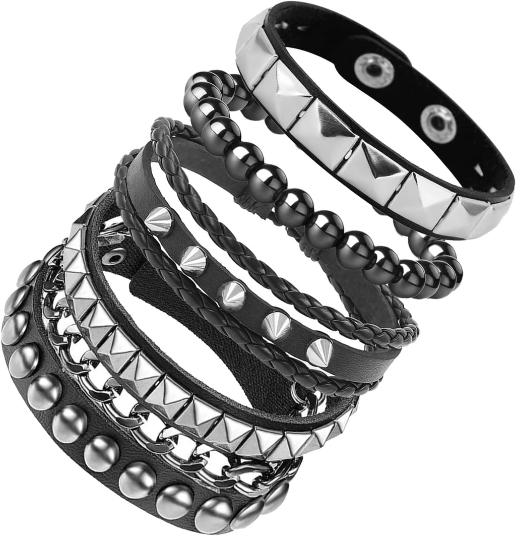 Womens Studded Bracelets. Mens Leather Cuff Wristbands Goth Emo Accessories | 80s 90s Vintage Grunge Gothic Y2K Jewery Gift for Punk Rock Outfits Music Festivals Theme Parties Halloween. Spiked Styles