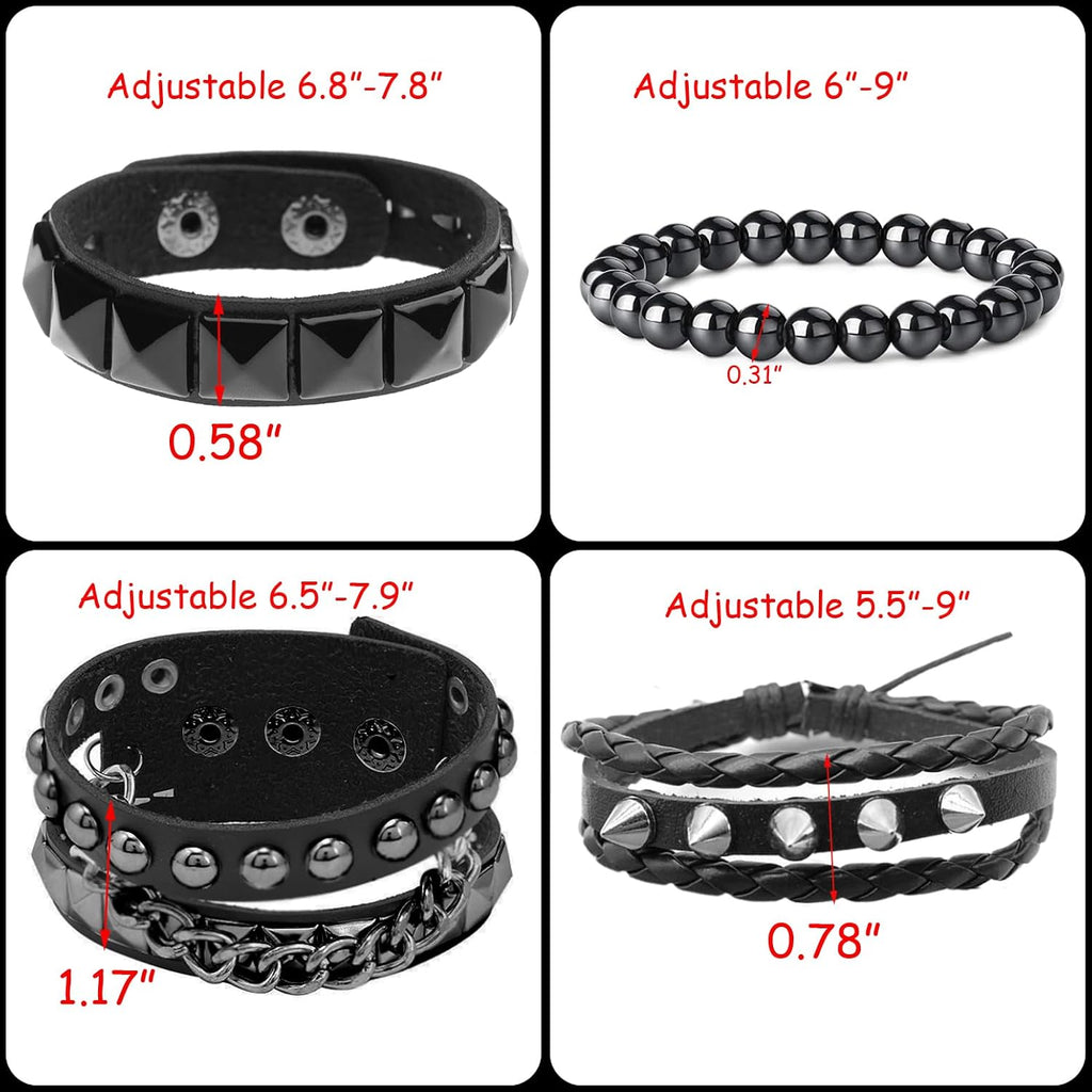 Womens Studded Bracelets. Mens Leather Cuff Wristbands Goth Emo Accessories | 80s 90s Vintage Grunge Gothic Y2K Jewery Gift for Punk Rock Outfits Music Festivals Theme Parties Halloween. Spiked Styles