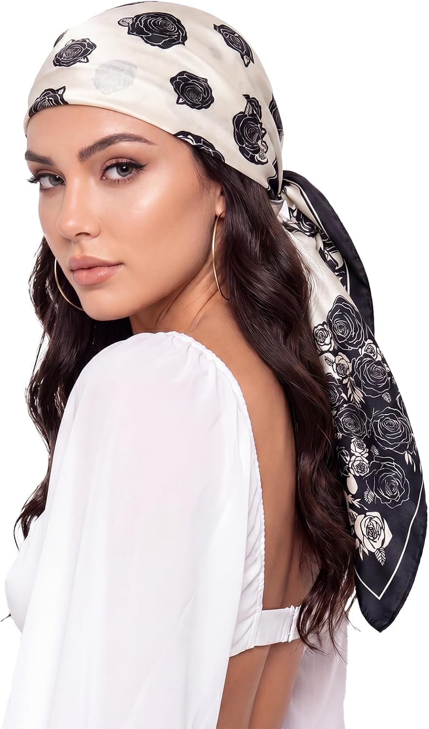Women Like Silk Scarf Hair Scarf Printed Square Scarf Bandanas for Women 35 Inches