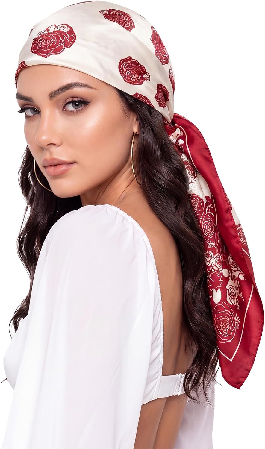 Women Like Silk Scarf Hair Scarf Printed Square Scarf Bandanas for Women 35 Inches
