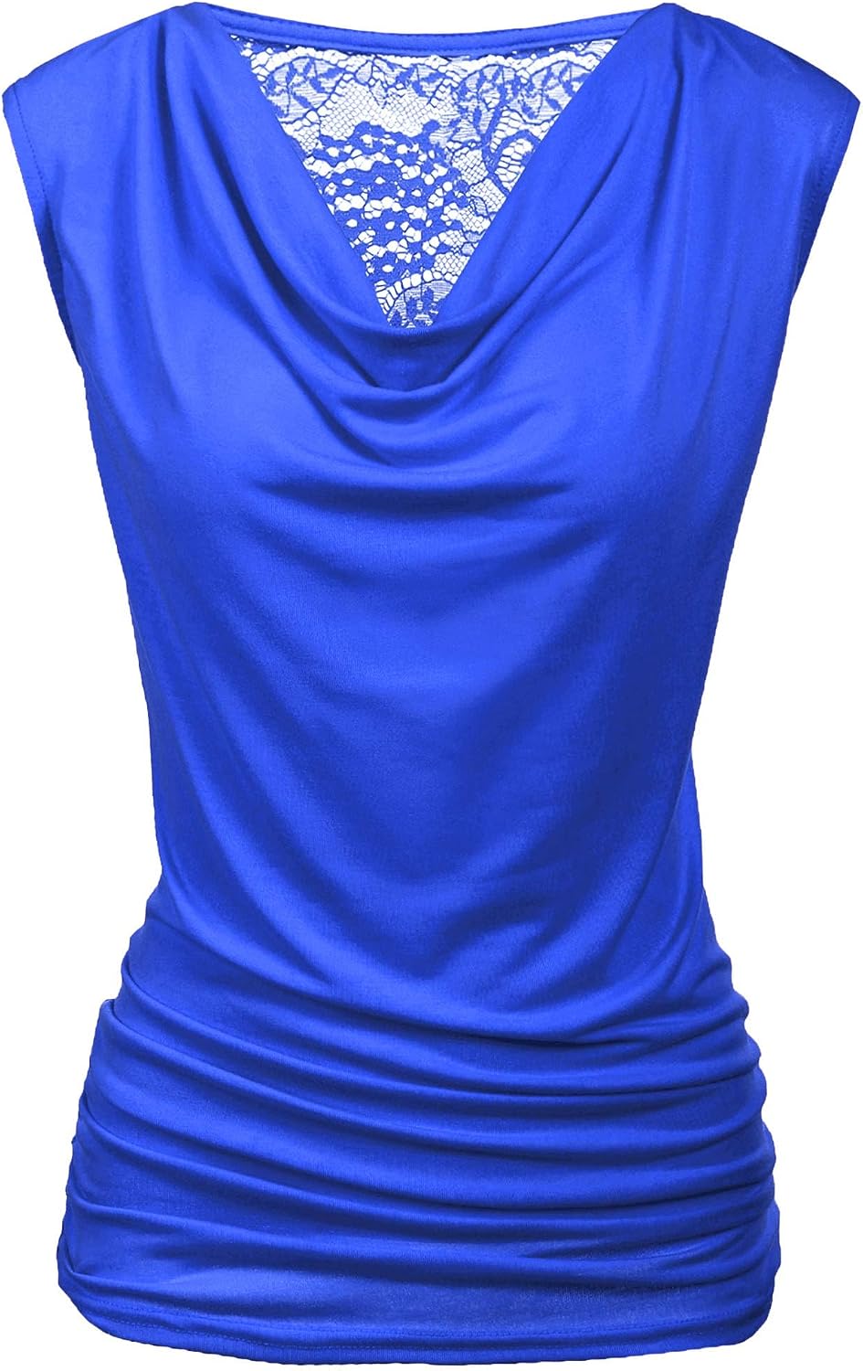 Women Ruched Cowl Neck Sleeveless Dress Blouse with Side Shirring Purple