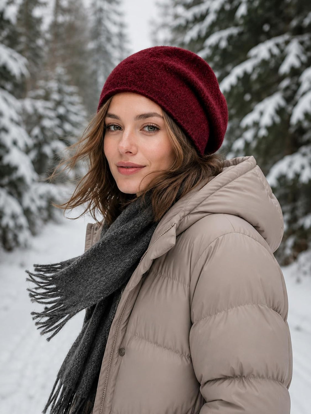 Women Fashionable Warm Winter Beanie Knit Hat.
