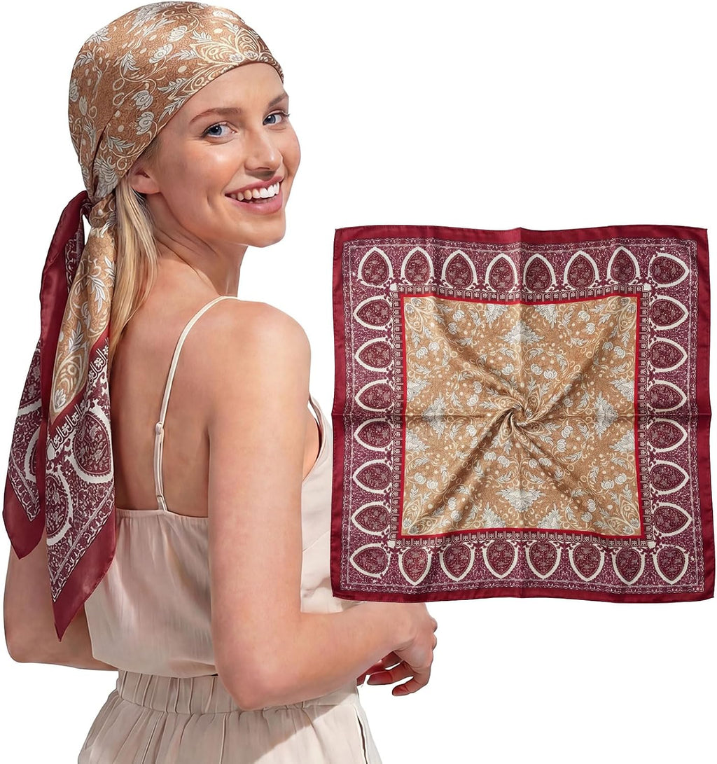 Women Like Silk Scarf Hair Scarf Printed Square Scarf Bandanas for Women 35 Inches