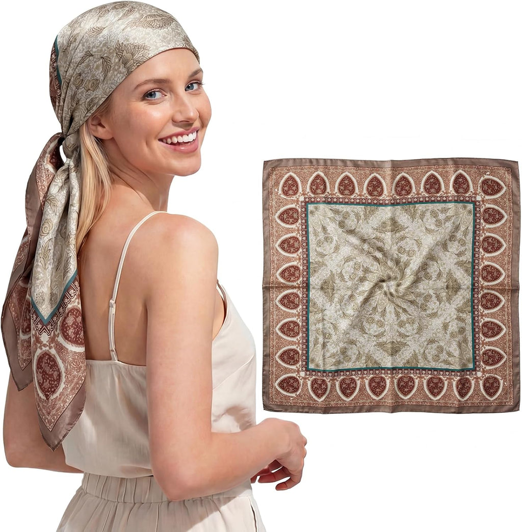 Women Like Silk Scarf Hair Scarf Printed Square Scarf Bandanas for Women 35 Inches