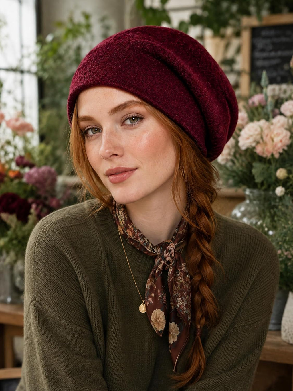Women Fashionable Warm Winter Beanie Knit Hat.