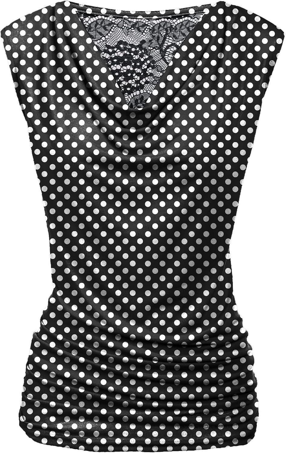 Women Ruched Cowl Neck Sleeveless Dress Blouse with Side Shirring Purple