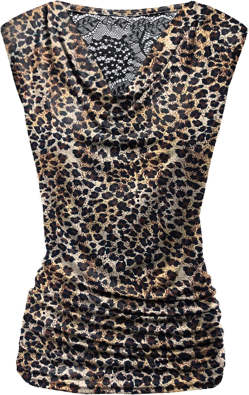 Women Ruched Cowl Neck Sleeveless Dress Blouse with Side Shirring Purple