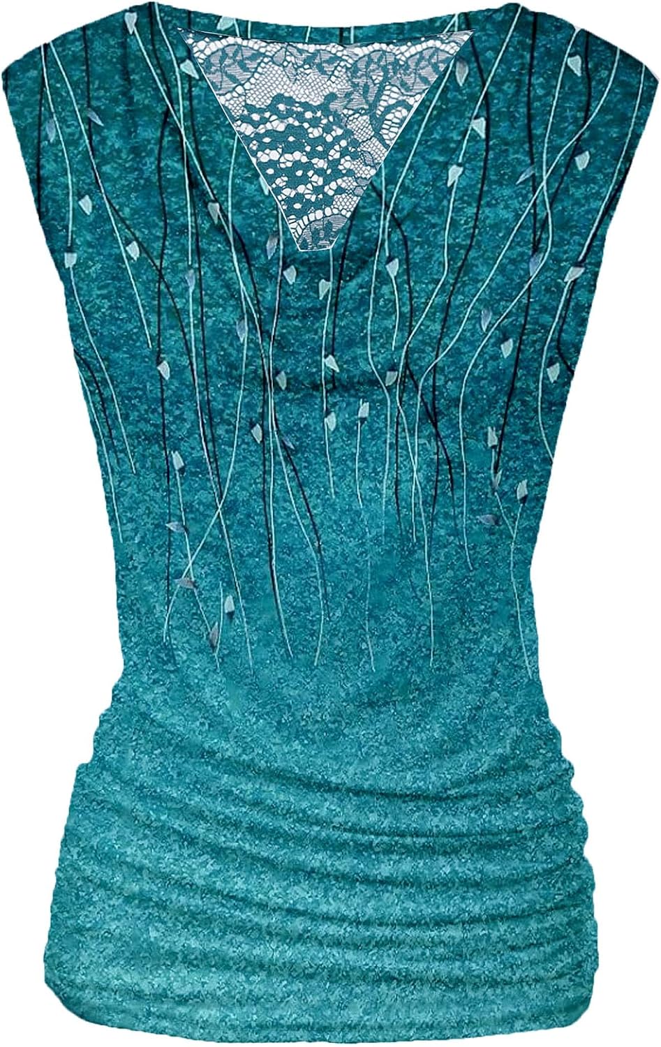 Women Ruched Cowl Neck Sleeveless Dress Blouse with Side Shirring Purple